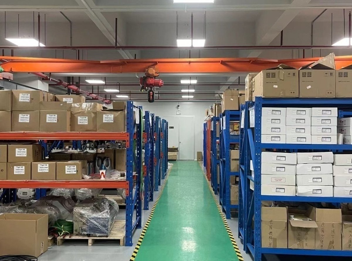 Vacuum pump inventory and parts shelves