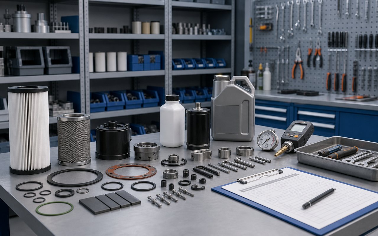 Industrial maintenance workshop with spare parts